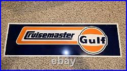 Vintage 60s/70s/80s Gulf Cruisemaster Metal Sign, Oil, Gas, Tire, 40x12, Two Sided