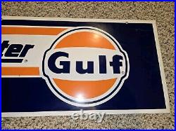 Vintage 60s/70s/80s Gulf Cruisemaster Metal Sign, Oil, Gas, Tire, 40x12, Two Sided