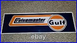 Vintage 60s/70s/80s Gulf Cruisemaster Metal Sign, Oil, Gas, Tire, 40x12, Two Sided