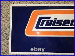 Vintage 60s/70s/80s Gulf Cruisemaster Metal Sign, Oil, Gas, Tire, 40x12, Two Sided