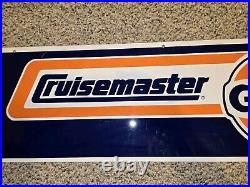 Vintage 60s/70s/80s Gulf Cruisemaster Metal Sign, Oil, Gas, Tire, 40x12, Two Sided