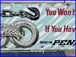 Vintage 6ft Penner Tire Sign with Great Graphics, Original shop sign