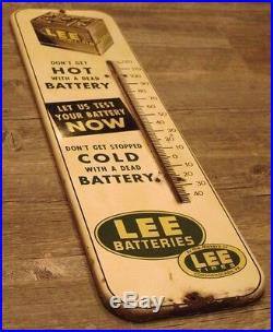 Vintage 6v LEE BATTERIES Thermometer 27 - very old rare sign battery tires