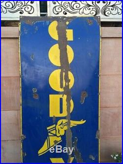 Vintage 72'' Big Oil Gas Station Good Year Tyre Adv Enamel Porcelain Sign Board