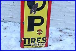 Vintage 72 Original Porcelain Dunlop Tires Sign Vertical Garage