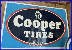 Vintage 80s Large 45x30 Metal Cooper Tires Sign Automotive Ad