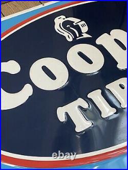 Vintage 80s Large 45x30 Metal Cooper Tires Sign Automotive Ad