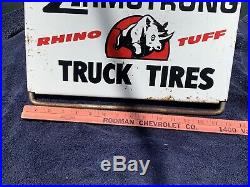 Vintage ARMSTRONG TRUCK TIRES Rhino Flex Dealer Shop Display Metal Tire Stand