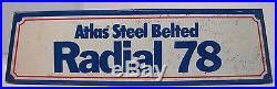 Vintage ATLAS Steel Belted RADIAL 78 Tire Sign metal tin tire display stand adv