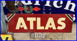 Vintage ATLAS TIRE FLANGE Display Stand Rack Sign 26