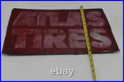 Vintage ATLAS TIRES ESSO Gas Station Single Sided Original Advertising Sign