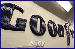 Vintage AUTHENTIC 1970s GOODYEAR BLUE PORCELAIN LETTER SIGN COMPLETE WithWINGFOOT