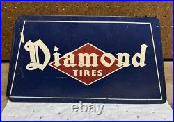 Vintage Advertising Diamond Tires Metal Sign Display Rack Stand