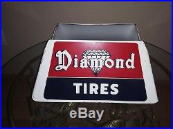 Vintage Advertising Diamond tires 2 Sided Metal Sign Display Rack Stand