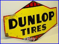 Vintage Advertising Dunlop Tires Metal Sign, Original