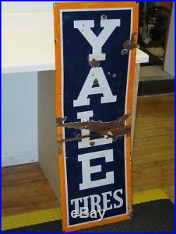 Vintage Advertising Gas Oil, Sign, Yale Tires, Original, Porcelain, 46 X 16