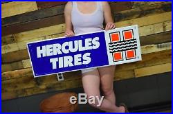 Vintage Advertising Hercules Tires Metal Sign Original 1980s Gas Station Service