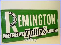 Vintage Advertising Remington Tires Sign, Metal, Tin, Original, Automobilia