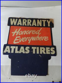 Vintage Advertising Sign- Atlas Tires Warranty Sign- Vintage Service Station