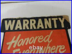 Vintage Advertising Sign- Atlas Tires Warranty Sign- Vintage Service Station