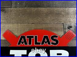 Vintage Aluminum Atlas Tires Top Allowance Advertising Sign