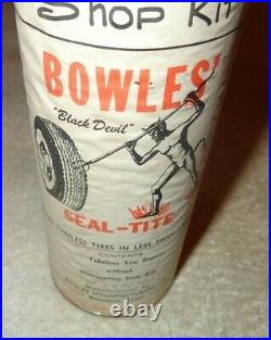 Vintage Antique Original Bowles Black Devil Metal Tubeless Tire Repair Gas Sign