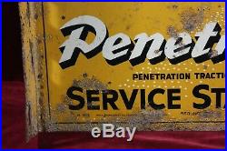 Vintage Antique Penetred Tire Service Station Flange Sign Very Rare 1940 1950