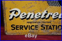 Vintage Antique Penetred Tire Service Station Flange Sign Very Rare 1940 1950