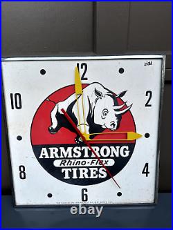 Vintage Armstrong Rhino-Flex Tires Wall Clock for Sign Collectors