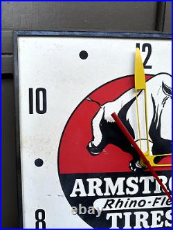 Vintage Armstrong Rhino-Flex Tires Wall Clock for Sign Collectors