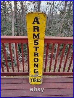 Vintage Armstrong Tires Sign embossed metal vertical rare advertising gas auto