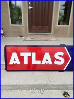 Vintage Atlas Tires/Batteries Porcelain Sign Advertising Atlas