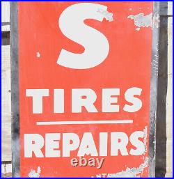 Vintage Atlas Tires Standard Oil Porcelain Vertical Advertising Gas Station Sign