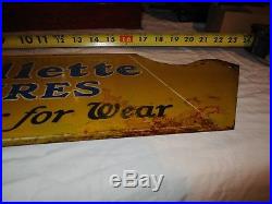 Vintage Authentic Gas STATION Gillette Tires Sign, Nice! , TIn, One, Side No-Reserve