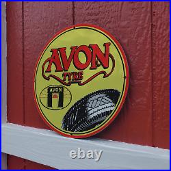 Vintage Avon Tyre Manufacturer Porcelain Gas & Oil Americana Man Cave Sign
