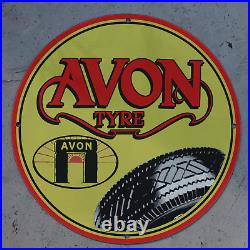 Vintage Avon Tyre Manufacturer Porcelain Gas & Oil Americana Man Cave Sign