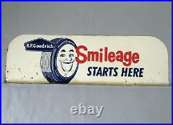 Vintage B. F. Goodrich Deluxe Silvertown Tires SMILEAGE Double Side Metal Ad Sign