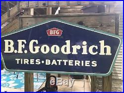 Vintage B. F. Goodrich Tires Batteries Double Sided Sign 8-1956 Gas Station Oil