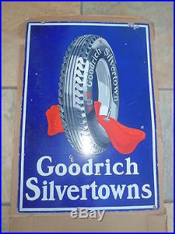 Vintage BF Goodrich Silvertowns Tires Porcelain Sign Double Sided
