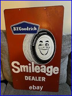 Vintage BF Goodrich Smileage Dealer Tires Advertising Car Sign Gas Oil 30