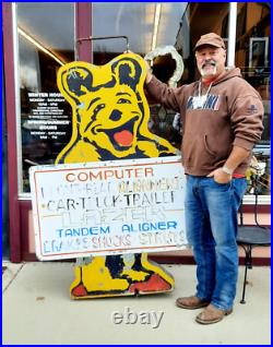 Vintage Bear Alignment Huge Metal Sign Service Station Tin Sign Belle Fourche