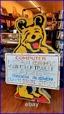 Vintage Bear Alignment Huge Metal Sign Service Station Tin Sign Belle Fourche