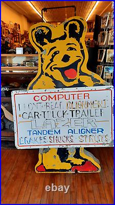 Vintage Bear Alignment Huge Metal Sign Service Station Tin Sign Belle Fourche