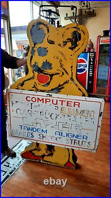 Vintage Bear Alignment Huge Metal Sign Service Station Tin Sign Belle Fourche