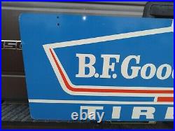 Vintage Bf Goodrich Tires /gas Station Advertising Sign Heavy 2-sided 48×19 3/4