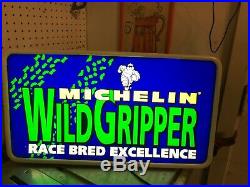 Vintage Bicycle Shop Michelin Wild Gripper Green Bike Tire Sign Light Up Plastic