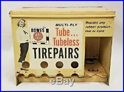Vintage Bowes Seal Fast Metal Cabinet Sign Tube & Tire Repair Display
