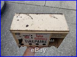 Vintage Bowes Tire Repair Kit Display Cabinet Sign Pinup Girl Garage Gas Station