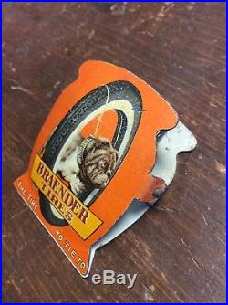 Vintage Braender Tires Bulldog Early Advertising Sign Clip Service Station Clean