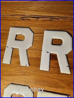 Vintage Brass Porcelain Enamel Esso Roosters Sign 4 Letters Rest Roses Roots